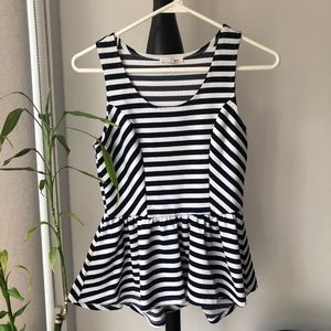 Rolla Coaster Navy and White Striped Peplum Top
